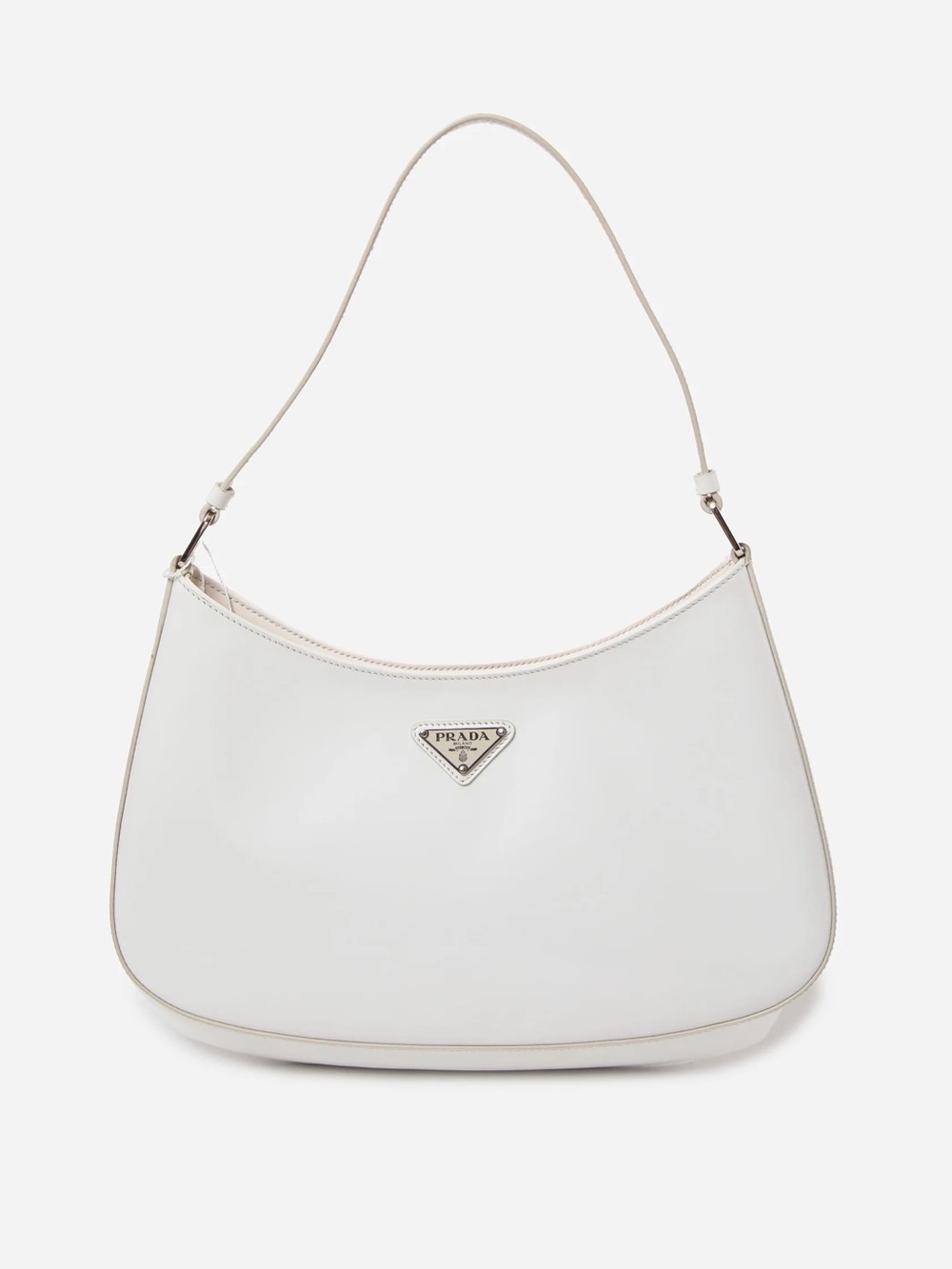 Prada Large Spazzolato Cleo Shoulder Bag White